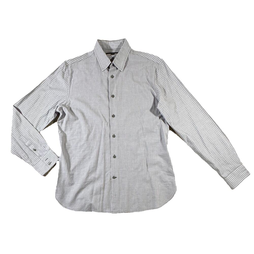 John Varvatos Star USA Mens Blue/Green Striped Long Sleeve Polo Shirt Size M